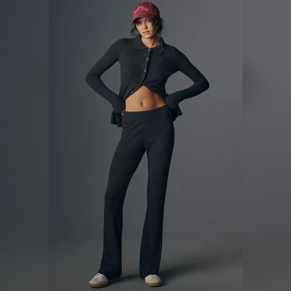 Spiritual Gangster Victoria Luxe Wide Leg Flare Pants Black Medium